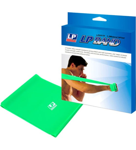 LP SUPPORT 843 Resistance Band 1.5M Medium (Green) for Strength, Rehab, Core & Balance Training